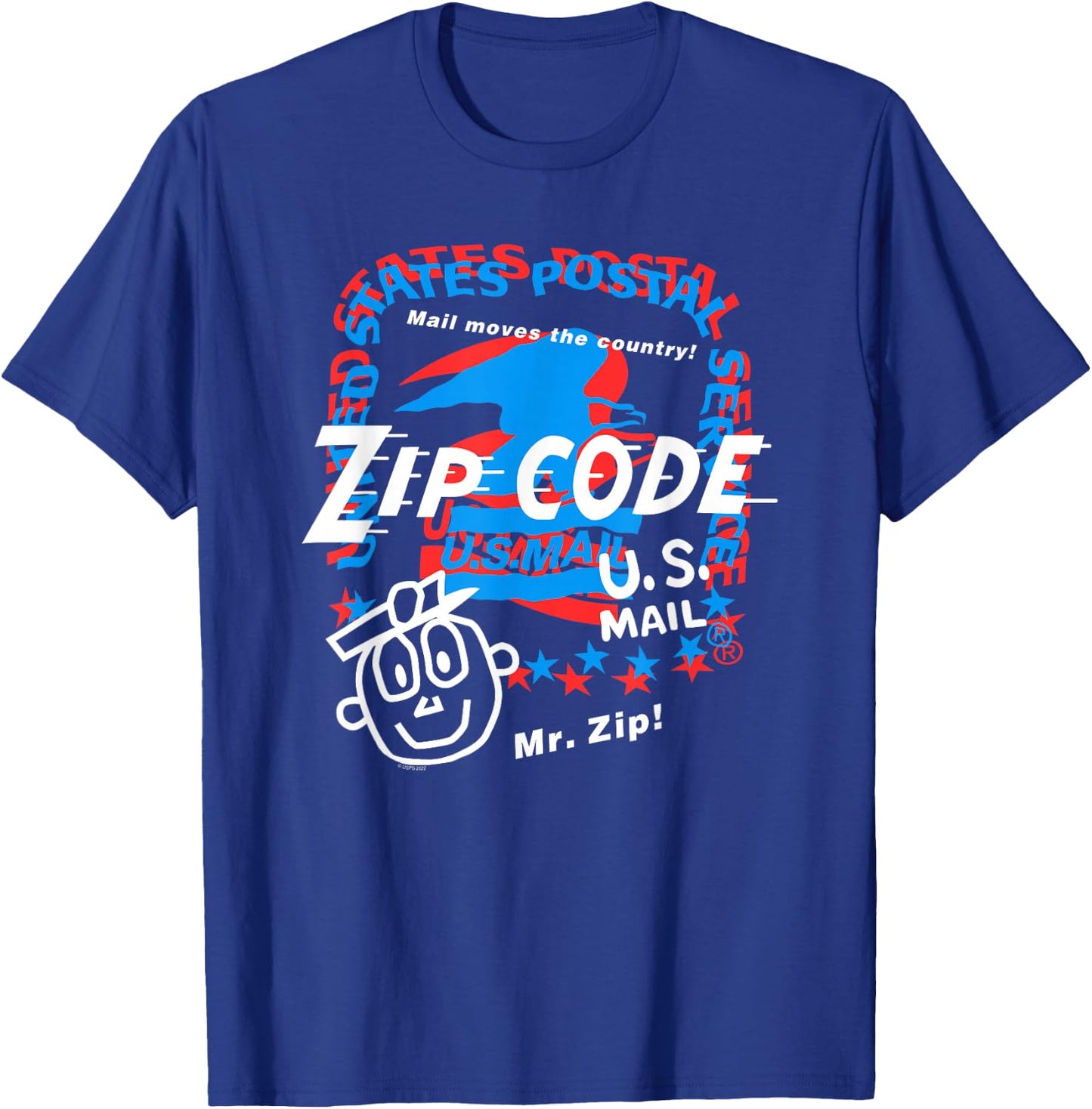 USPS Mr. Zip Collage United States Postal Service T-Shirt - T-Shirt | Royal