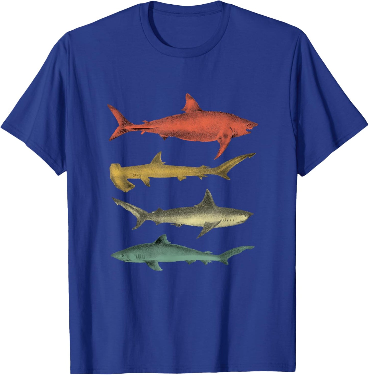 Shark Species Sharks White Shark Tiger Shark Bull Shark Hammer Shark Sea T-Shirt - T-Shirt | Royal