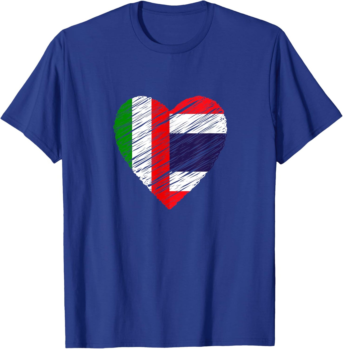 Thailand Italy Heart Italian Flag Thai Flag Love Heart T-Shirt - T-Shirt | Royal