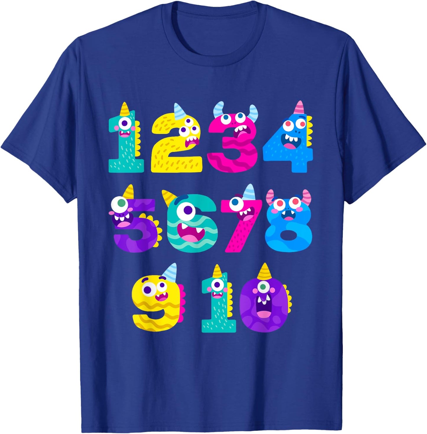Funny Math Monster Numbers Learning | School Education T-Shirt - T-Shirt | Royal