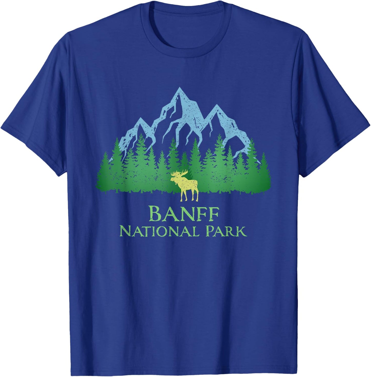 Banff National Park Alberta Canada Moose Trees Vintage Look T-Shirt - T-Shirt | Royal