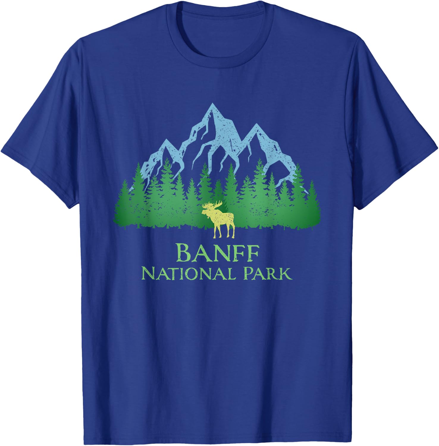 Banff National Park Alberta Canada Moose Trees Vintage Look T-Shirt - T-Shirt | Royal