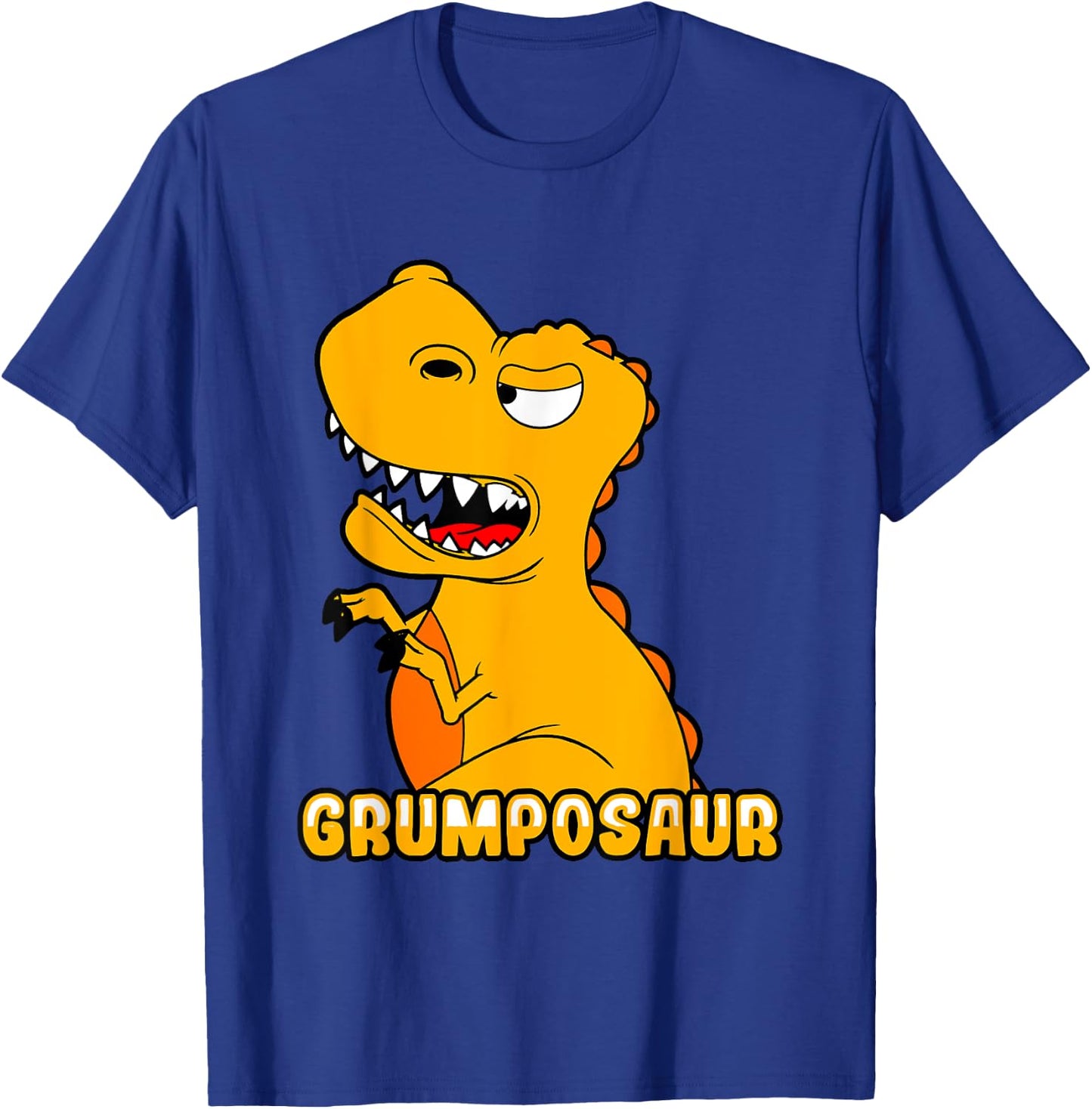 Grumpy Grumpo Dino fr Junge, Mdchen, Mann & Frau -Adults & Kids Black Short Sleeve Classic Fit Dinosaur-themed T-Shirt - T-Shirt | Royal
