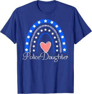Police Daughter Boho Rainbow Funny Police Officer Daughter T-Shirt - T-Shirt | Royal