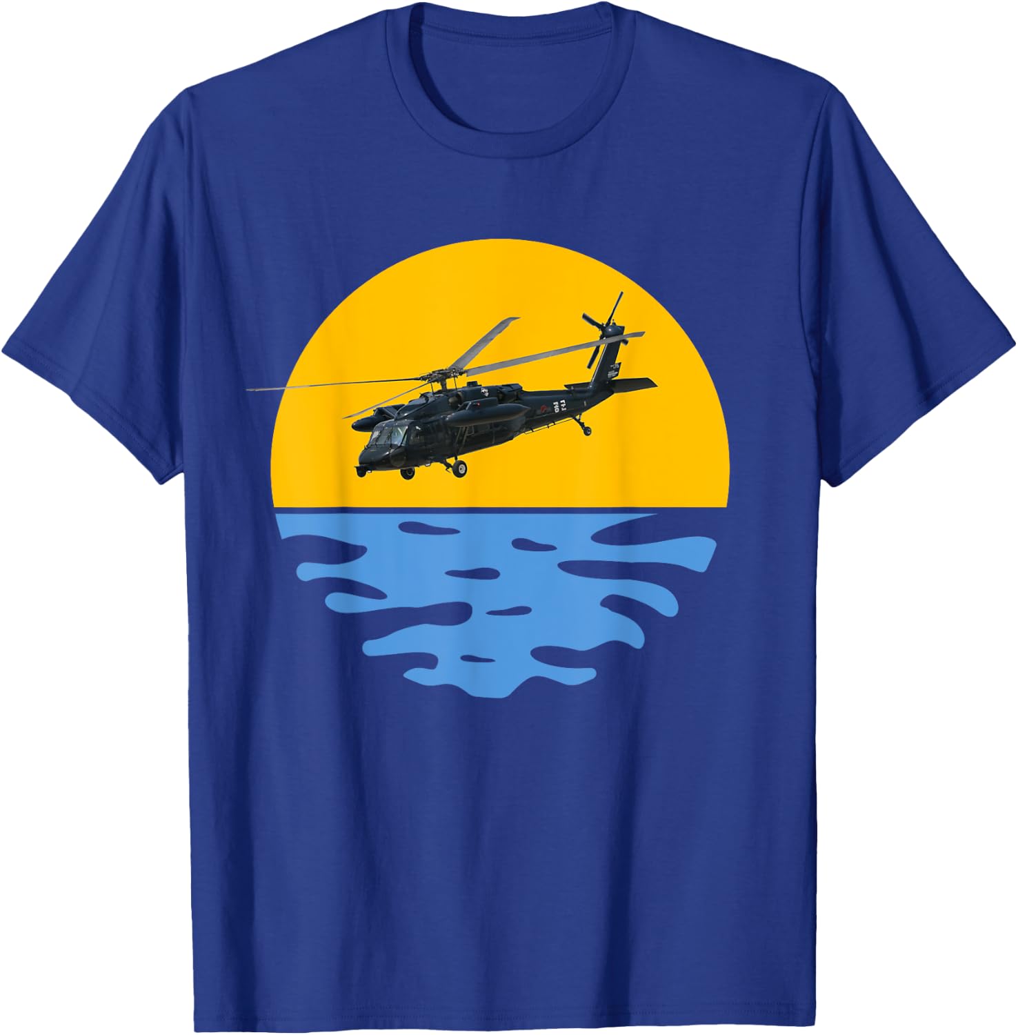 Sunset Army UH-60 Sikorsky Blackhawk Helicopter Pilot Gift T-Shirt - T-Shirt | Royal