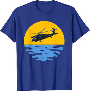 Sunset Army UH-60 Sikorsky Blackhawk Helicopter Pilot Gift T-Shirt - T-Shirt | Royal