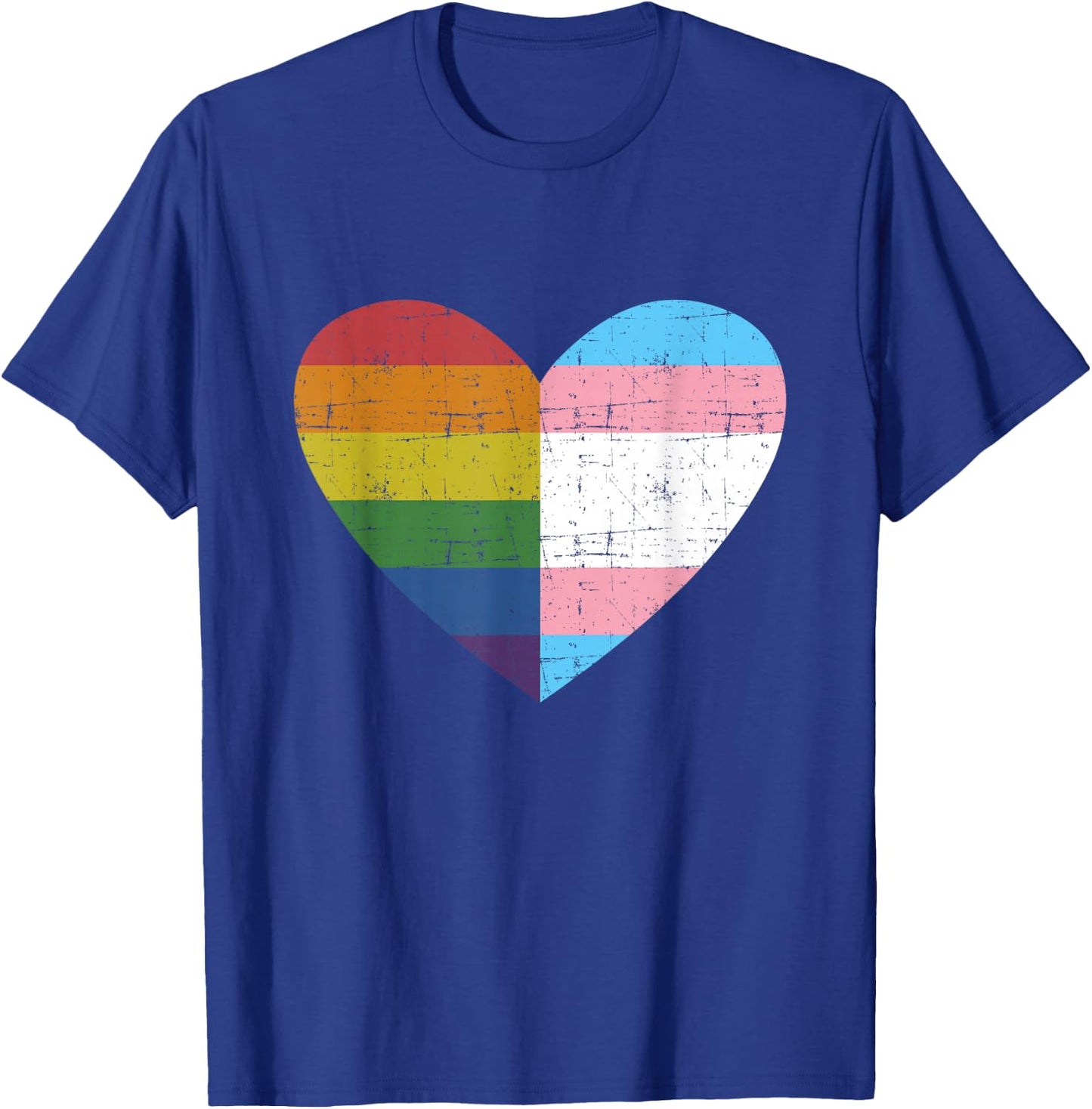 Heart with Rainbow and Transgender Flag for Pride Month Small T-Shirt - T-Shirt | Royal