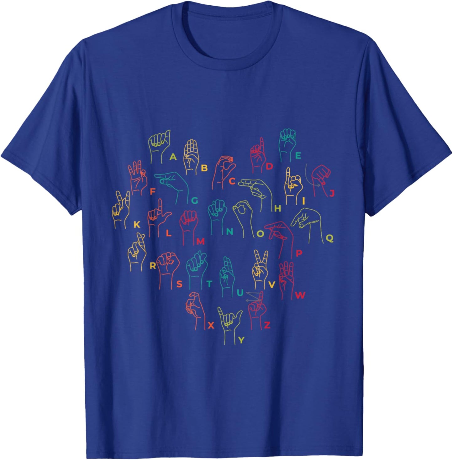 ASL ILY Heart Sign Language Interpreter Deaf ASL Teacher T-Shirt - T-Shirt | Royal