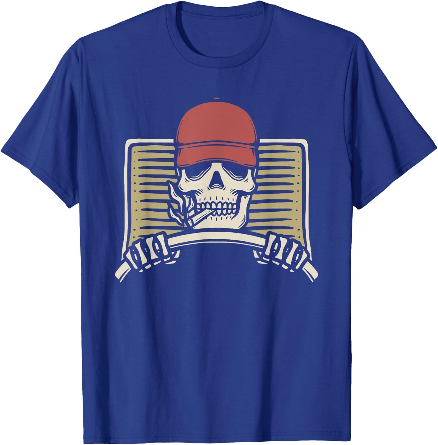Skeleton Trucker Lazy Halloween Costume Skull Truck Driver T-Shirt - T-Shirt | Royal