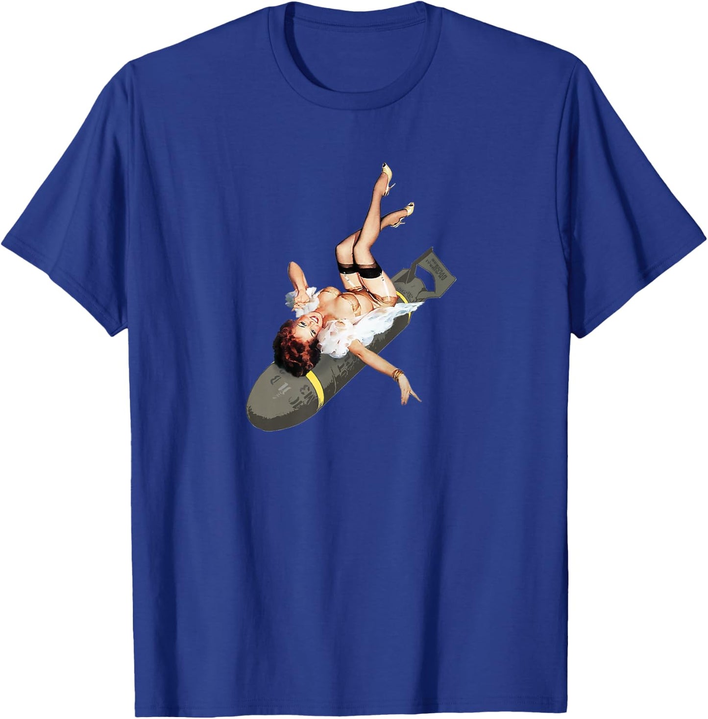 Pinup Girl Bombs Away WW2 Vintage Poster T-Shirt - T-Shirt | Royal