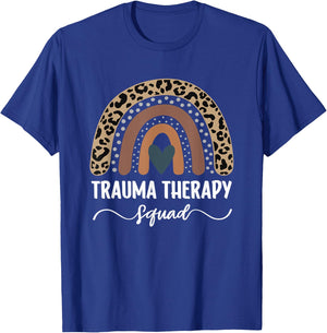 Trauma Therapy Squad, Leopard Rainbow Trauma Therapist T-Shirt - T-Shirt | Royal