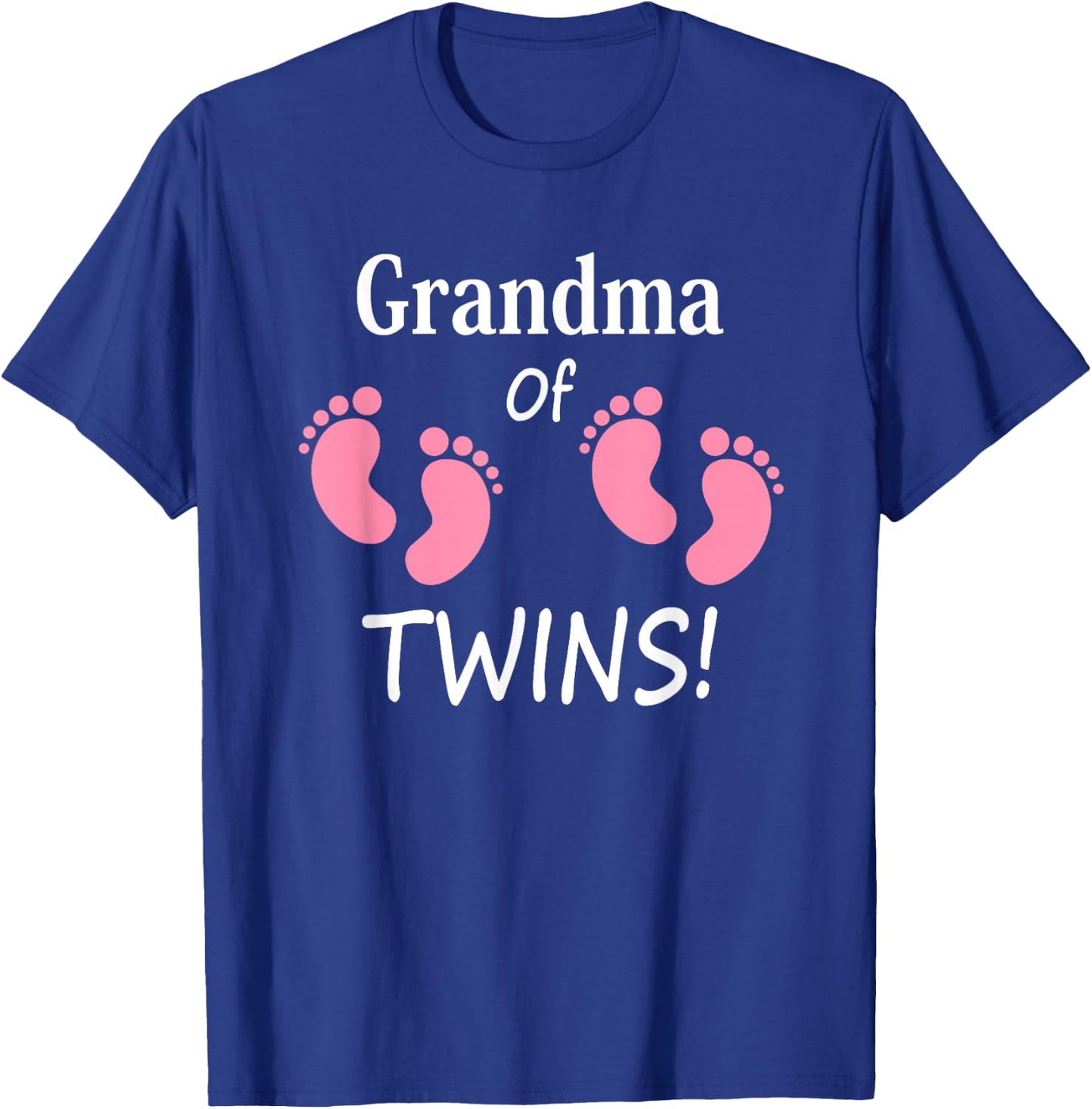 Grandma of Twin Girls Footprint Design Grandmother T-Shirt - T-Shirt | Royal