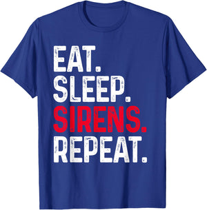Eat Sleep Sirens Repeat Funny Police Officer Patrol Car T-Shirt - T-Shirt | Royal