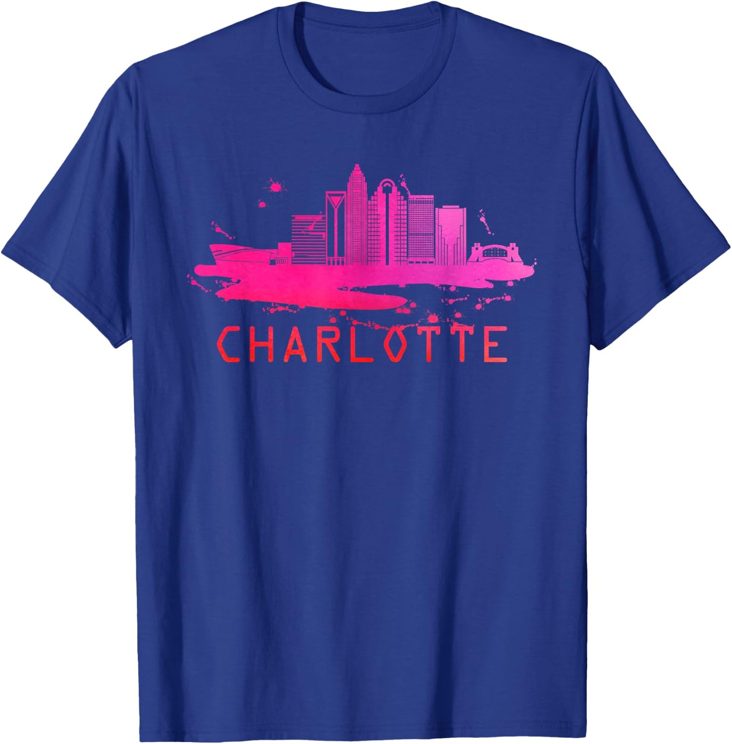 Modern Charlotte Cityscape Souvenir - Charlotte Skyline T-Shirt - T-Shirt | Royal