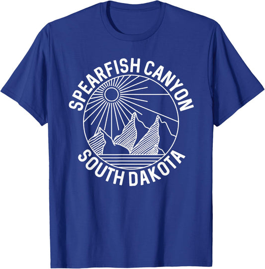 Spearfish Canyon South Dakota Mountain Line Art T-Shirt - T-Shirt | Royal