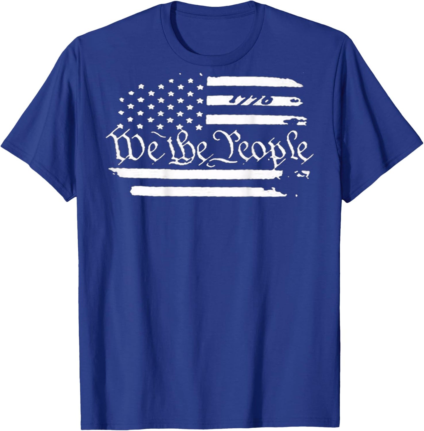 American Flag Patriotic 1776 We The People USA Print On Back T-Shirt - T-Shirt | Royal