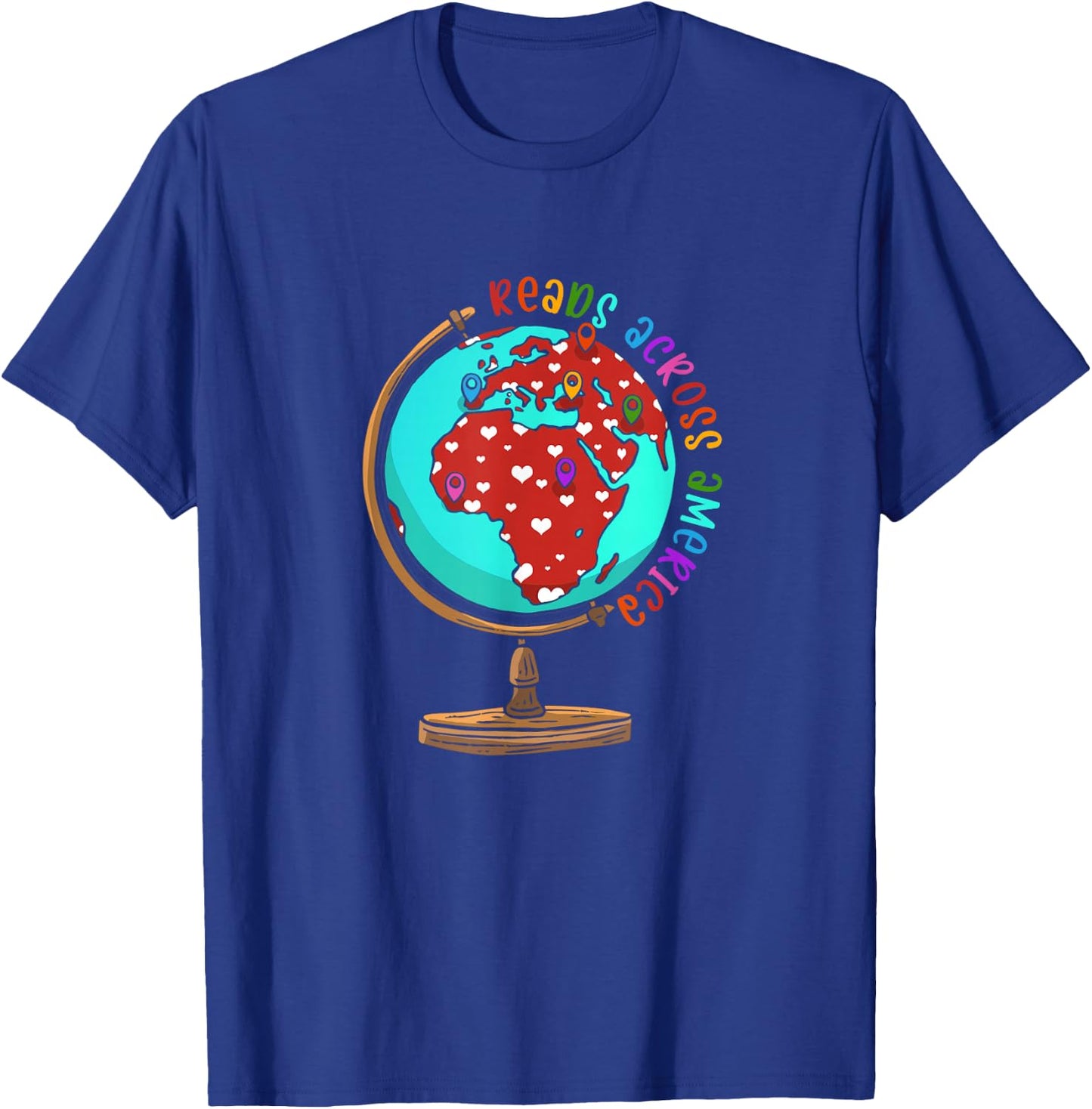 Reads Across That America Reading Lover Teacher Reader T-Shirt - T-Shirt | Royal