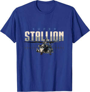 USA Military Warbird Helicopter Super Stallion T-Shirt - T-Shirt | Royal