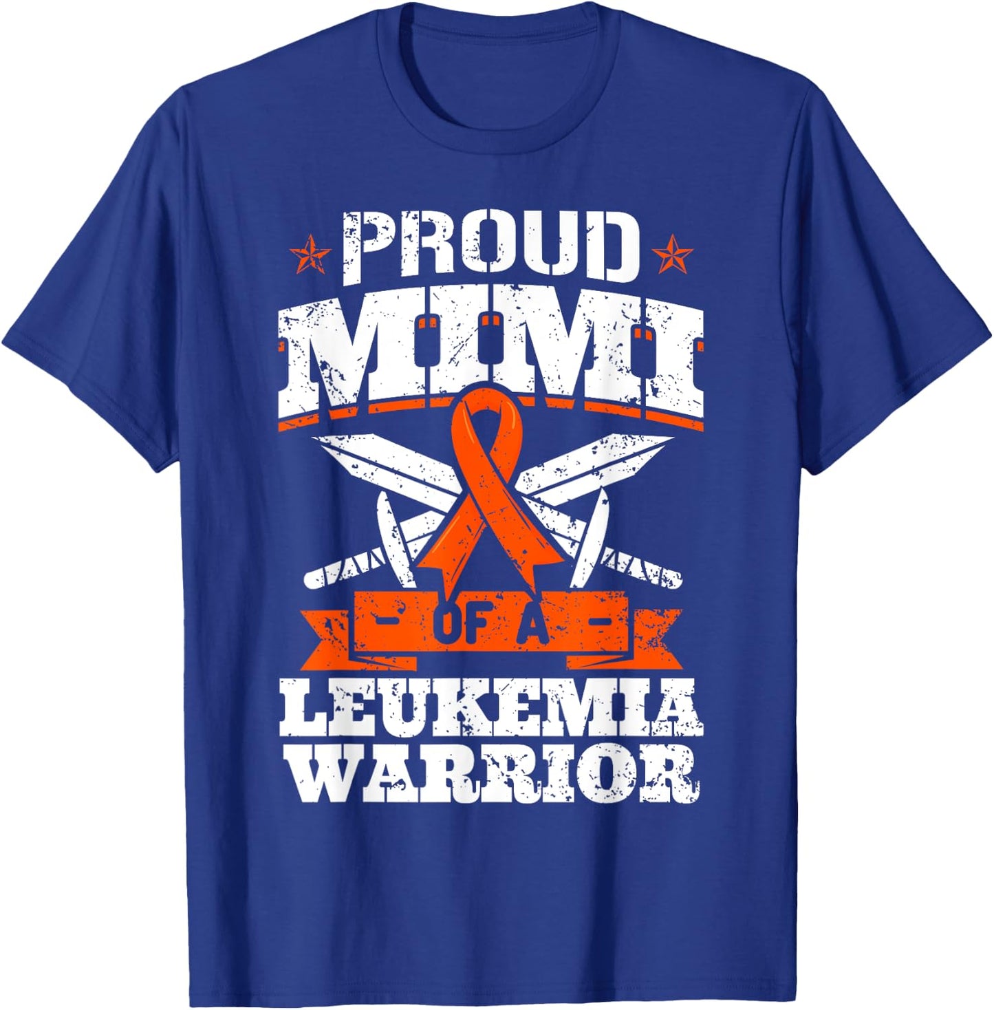 Proud Mimi Of A Leukemia Warrior Grandma Awareness Ribbon T-Shirt - T-Shirt | Royal