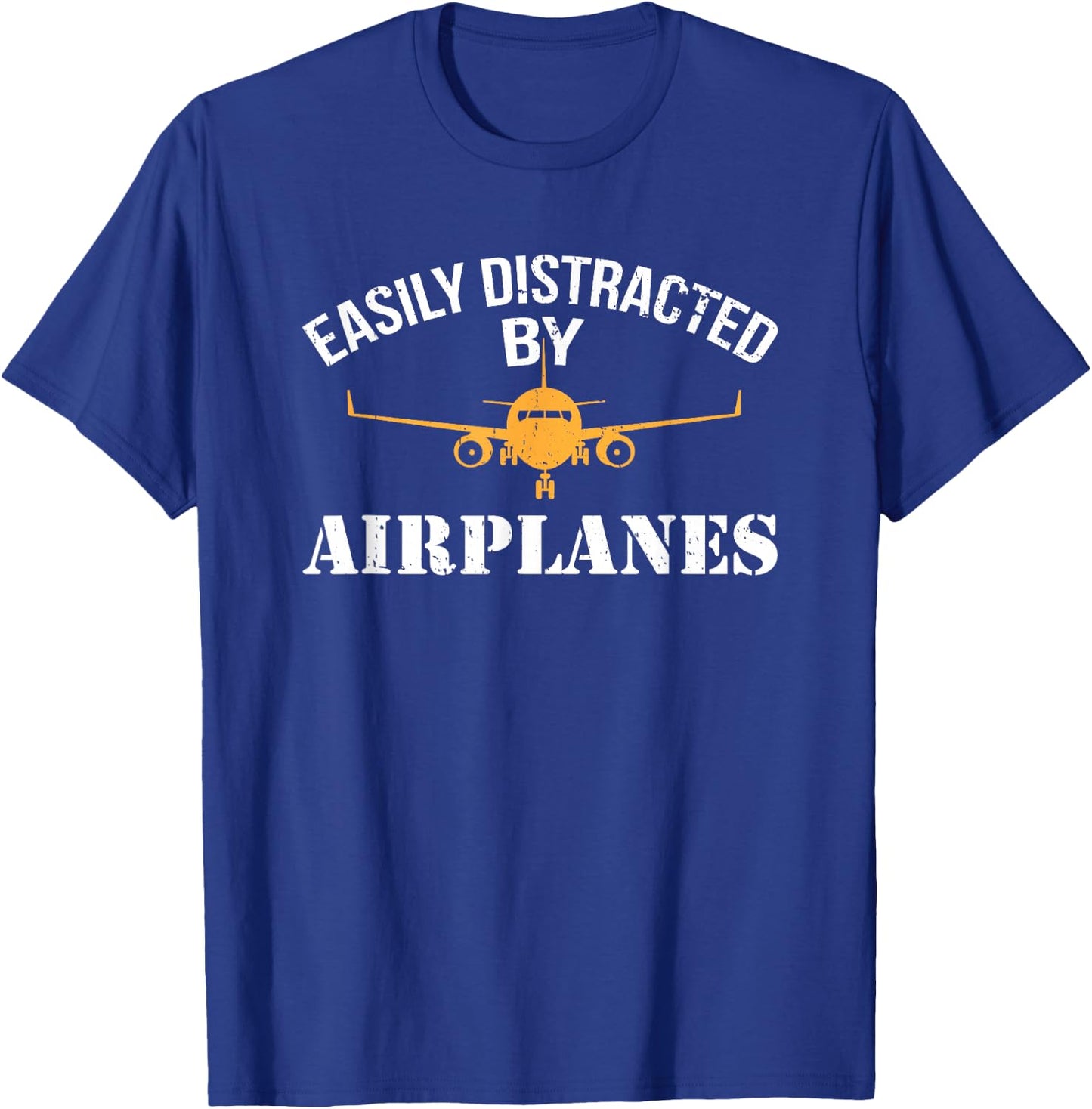 Easily Distracted By Airplanes Aviation Shirt Airplane Pilot T-Shirt - T-Shirt | Royal