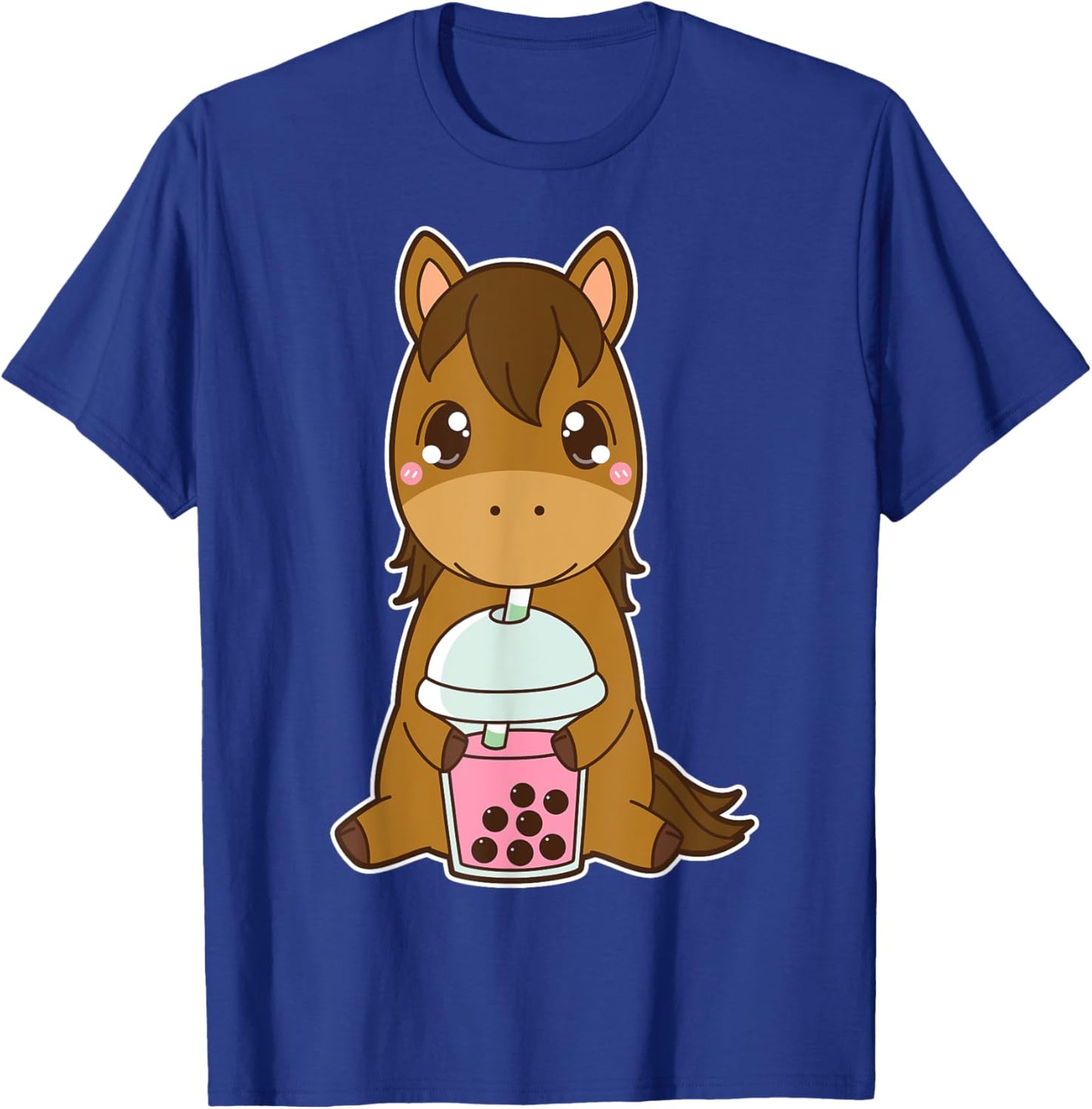 Kawaii Cute Zodiac Boba Horse Strawberry Bubble Milk Tea T-Shirt - T-Shirt | Royal