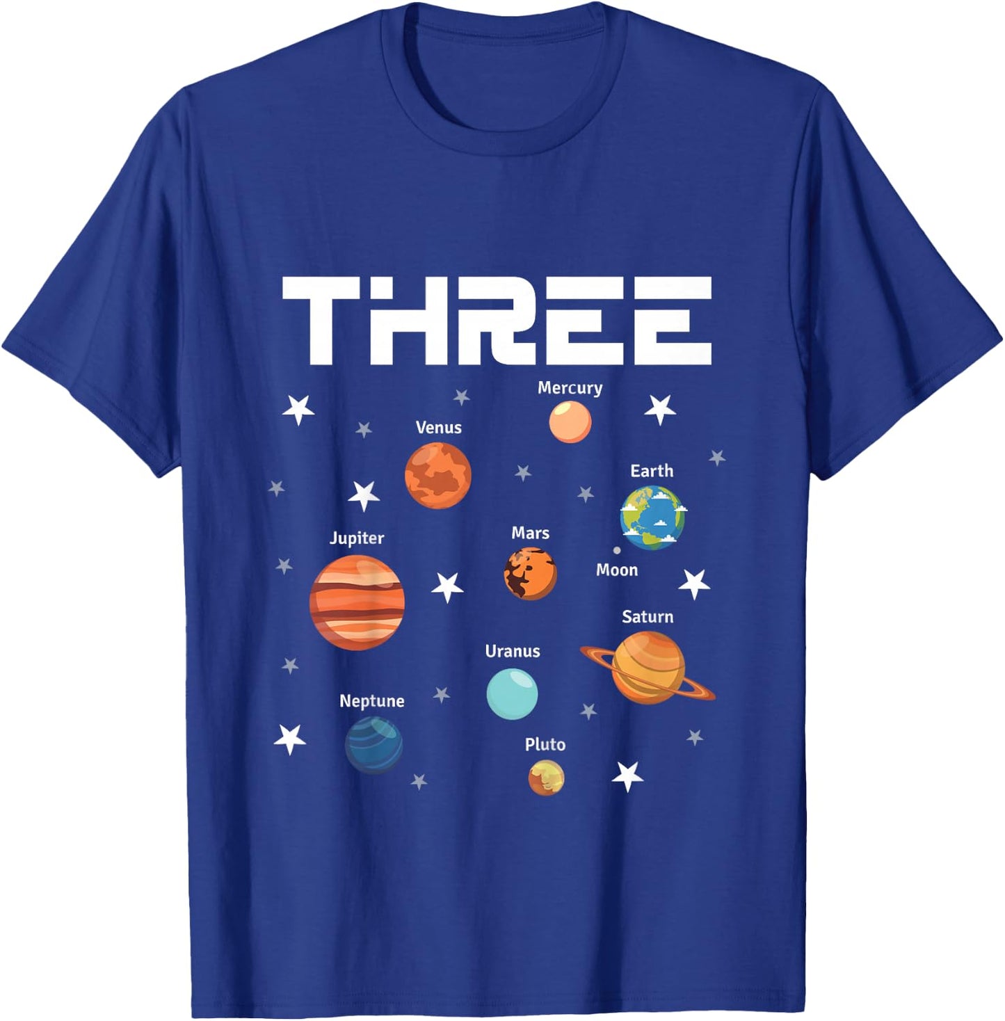 3 Year Old Outer Space Birthday Party Solar Planets 3rd Gift T-Shirt - T-Shirt | Royal