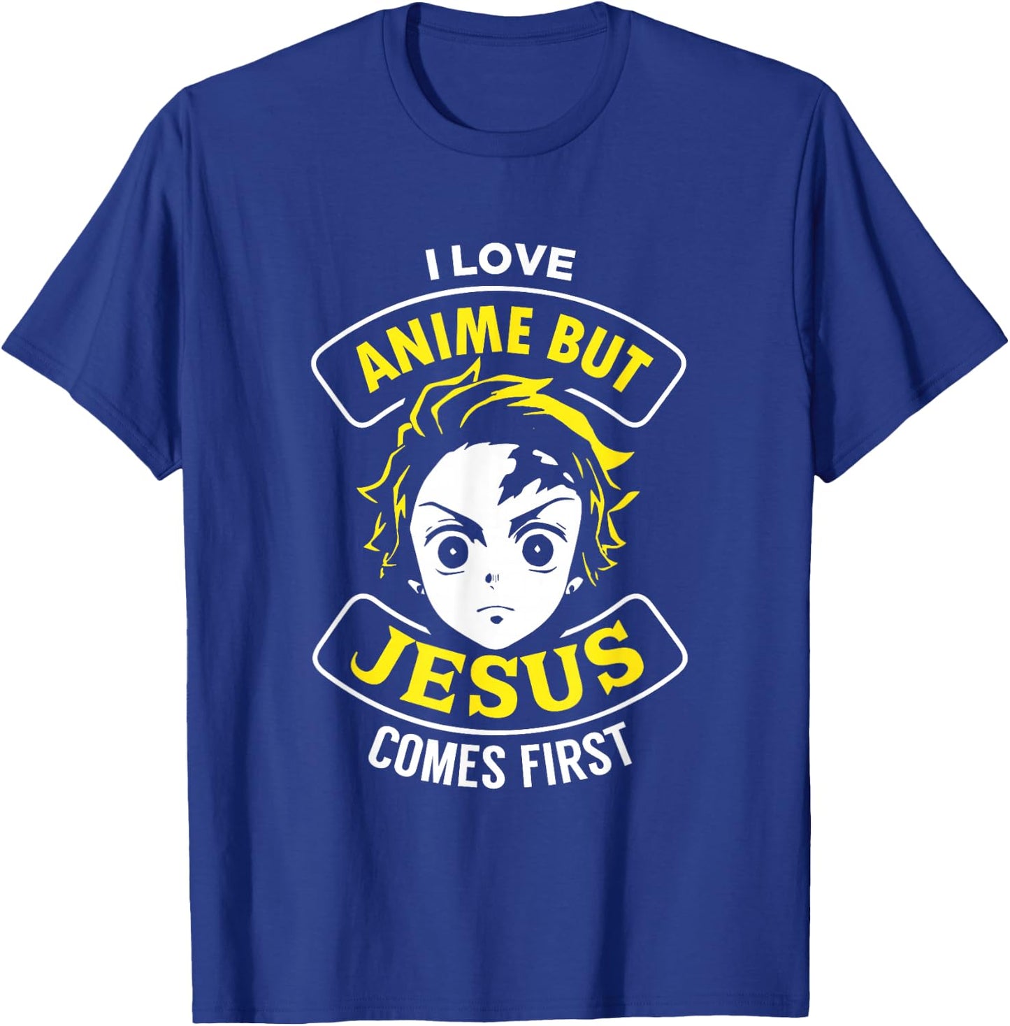 I Love Anime But Jesus Comes First - Christian Japan Yellow T-Shirt - T-Shirt | Royal