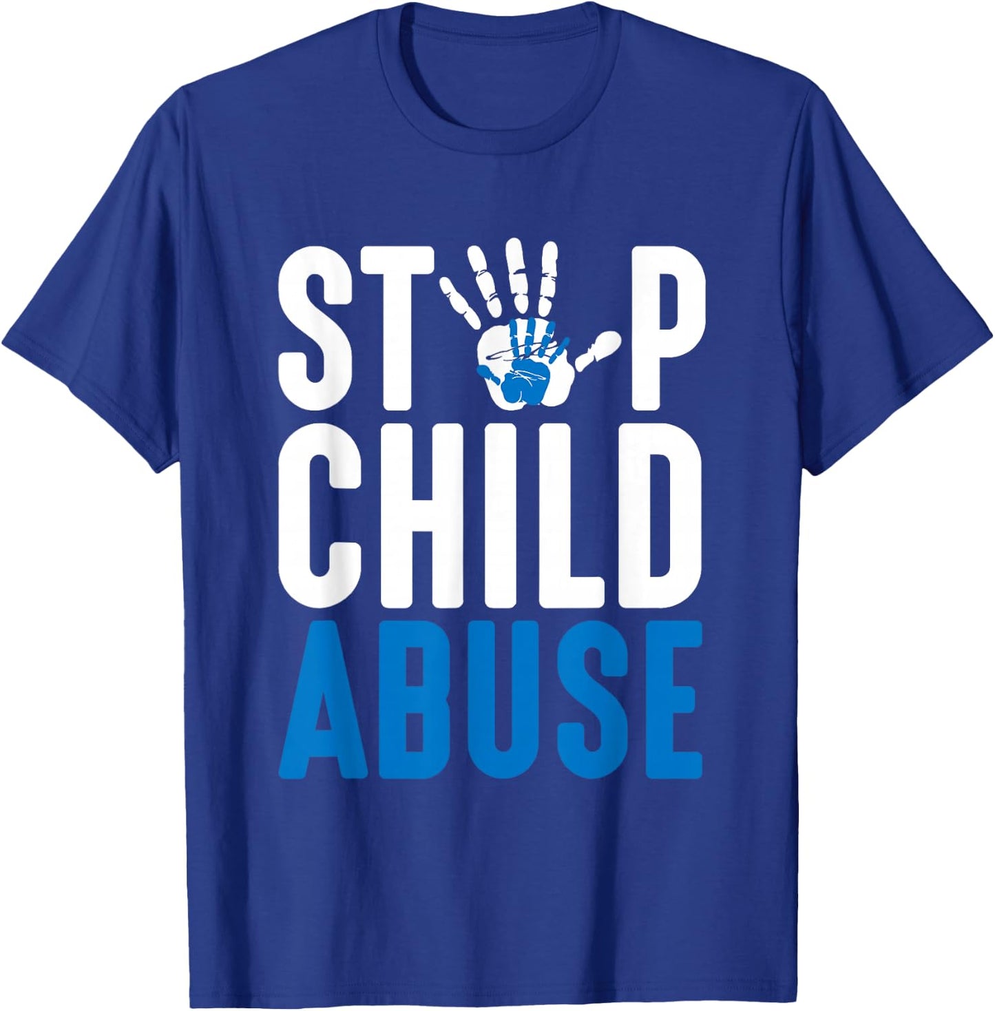 Blue Ribbon Stop Child Misuse Prevention Month Awareness T-Shirt - T-Shirt | Royal