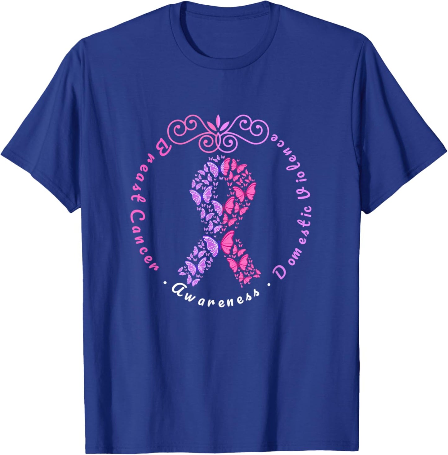 Domestic Violence and Breast Cancer Awareness Month T-Shirt - T-Shirt | Royal