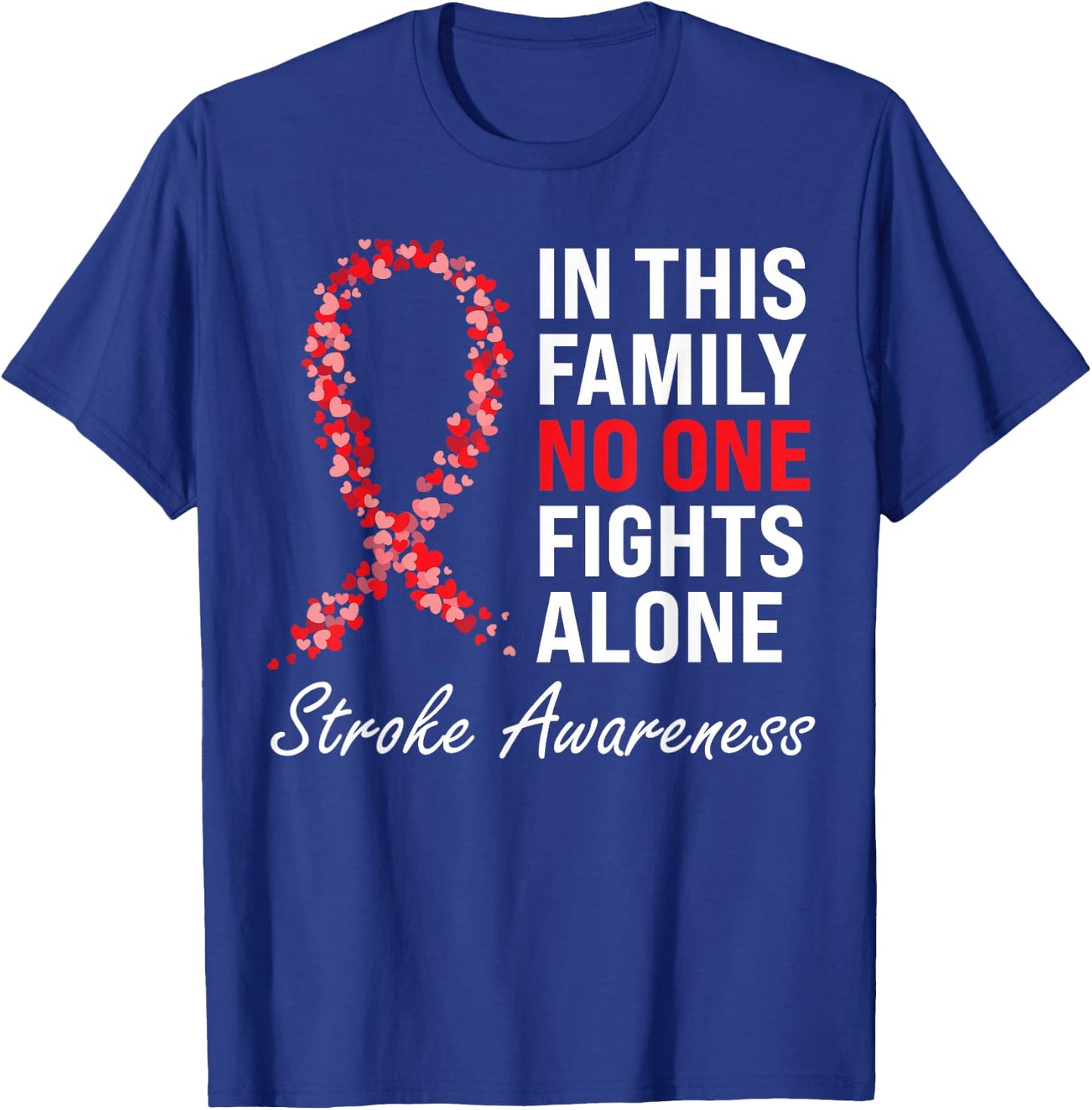 Stroke Survivor Stroke Awareness Red Ribbon T-Shirt - T-Shirt | Royal