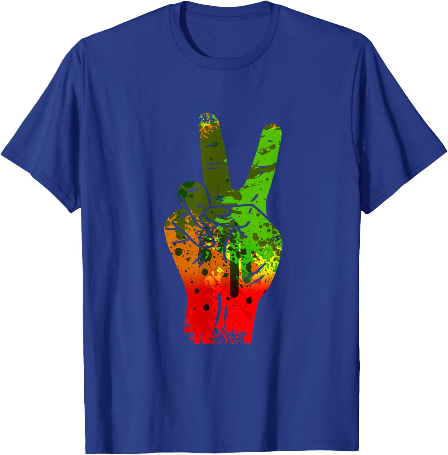Hippie Peace Sign Rasta Reggae Music Splash Jamaica T-Shirt - T-Shirt | Royal