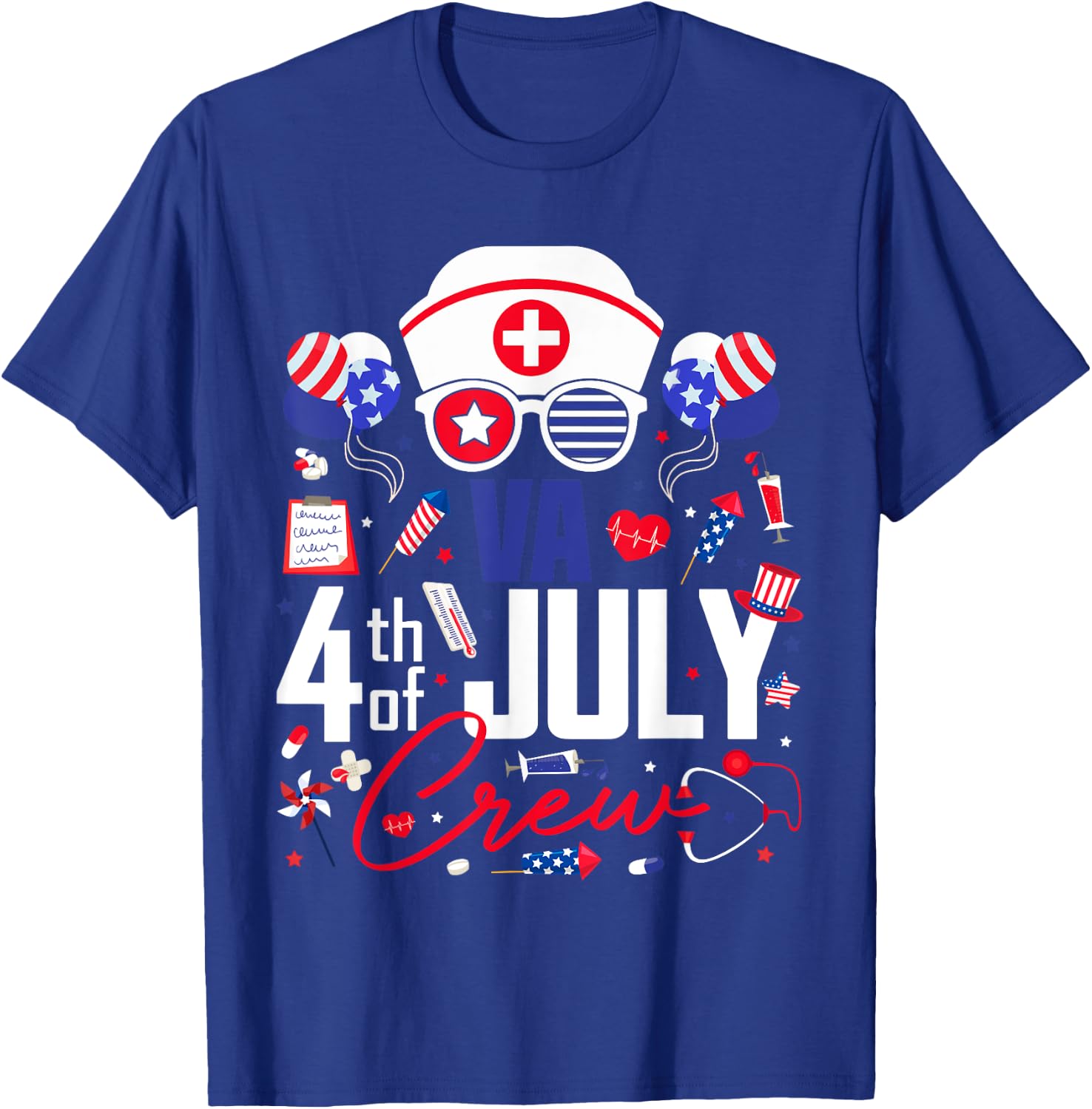 Va Nurse 4th of July Crew Independence Day Patriotic Nurses T-Shirt - T-Shirt | Royal