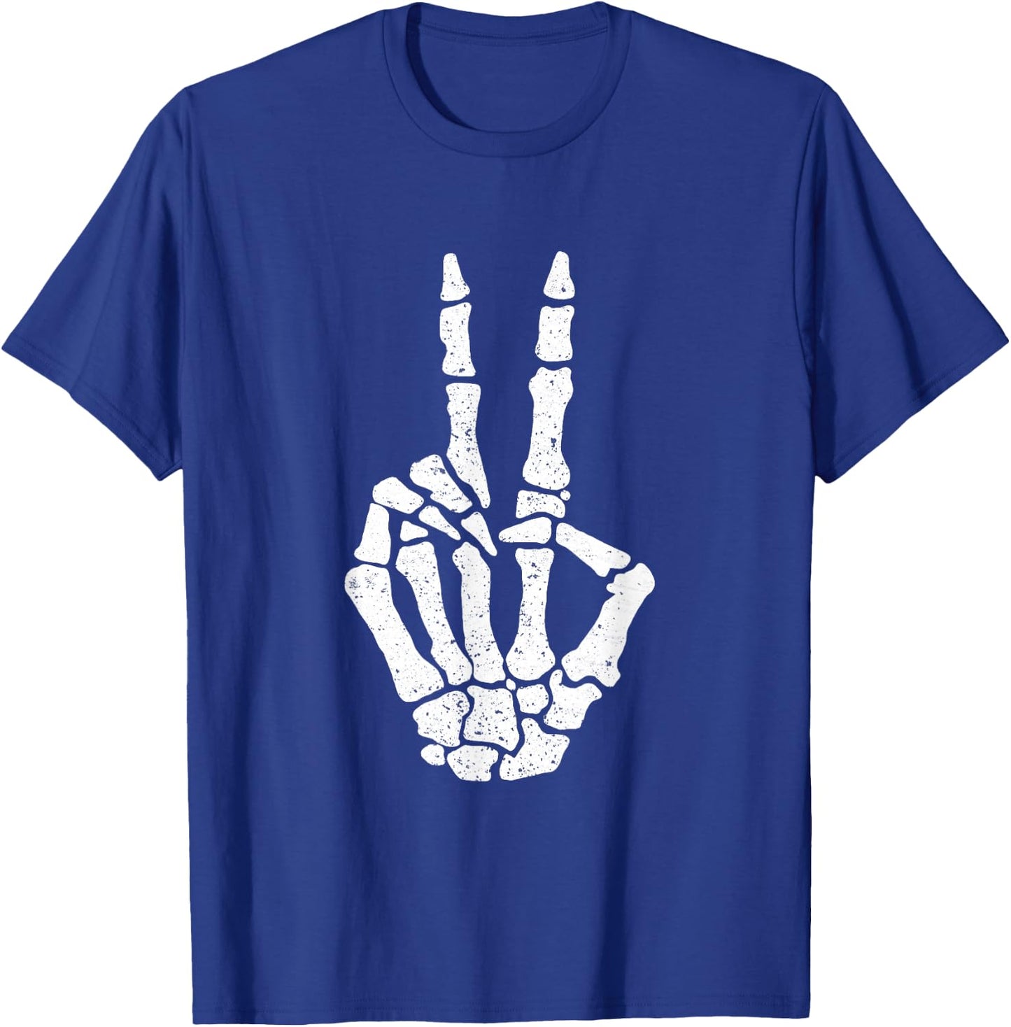 Halloween Skeleton Hand Peace Sign Funny Costume T-Shirt - T-Shirt | Royal