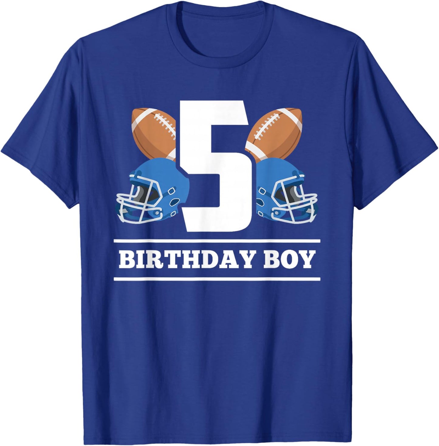 5th Birthday Boy Football Ball 5 Years Old Kids Gift Ideas T-Shirt - T-Shirt | Royal