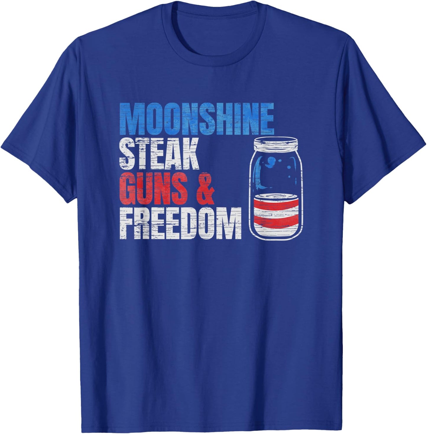 Moonshine Steak Guns & Freedom - USA Flag Men T-Shirt - T-Shirt | Royal