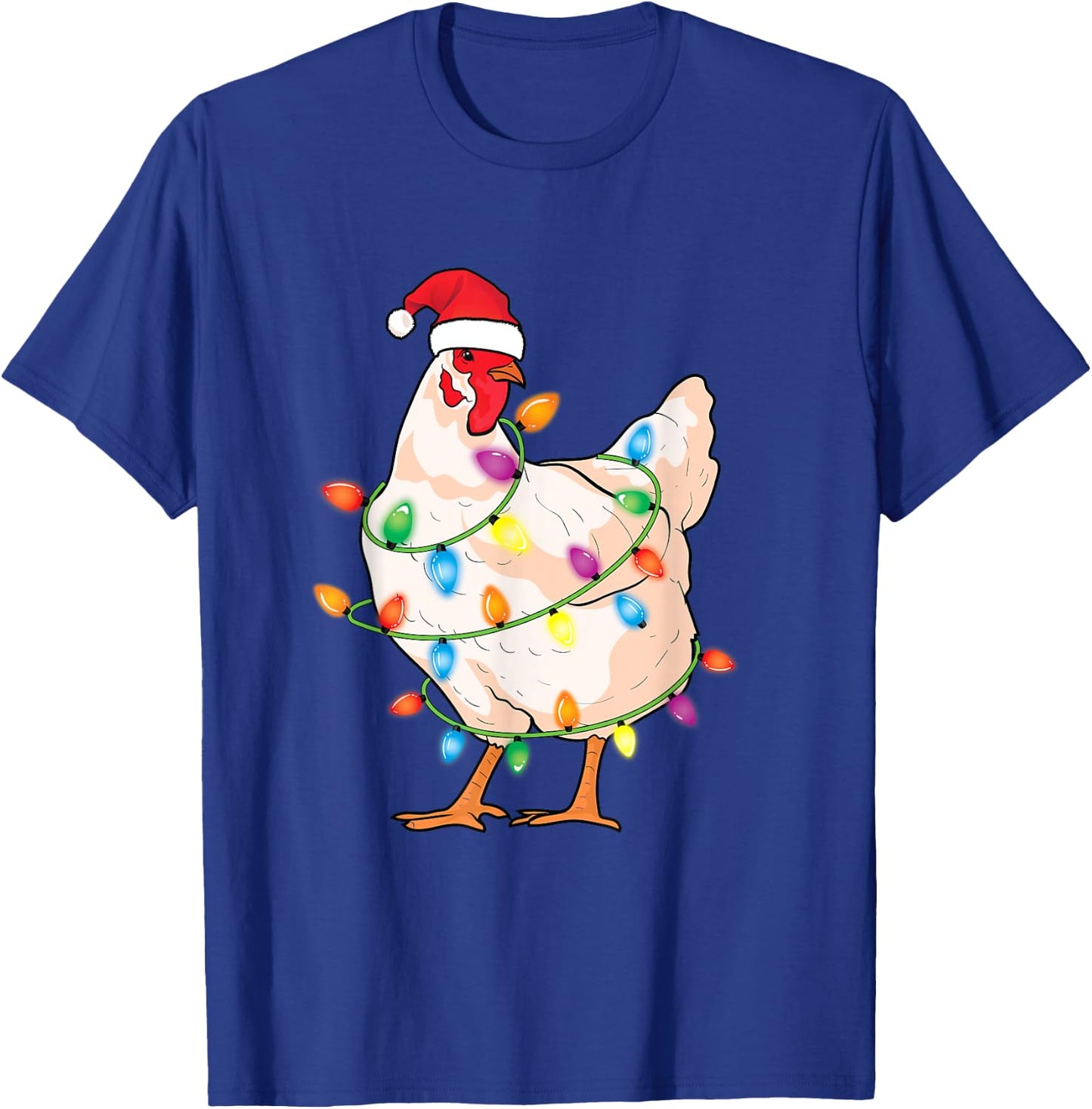Chicken Christmas Tree with Santa Hat Farmer Funny Chicken T-Shirt - T-Shirt | Royal