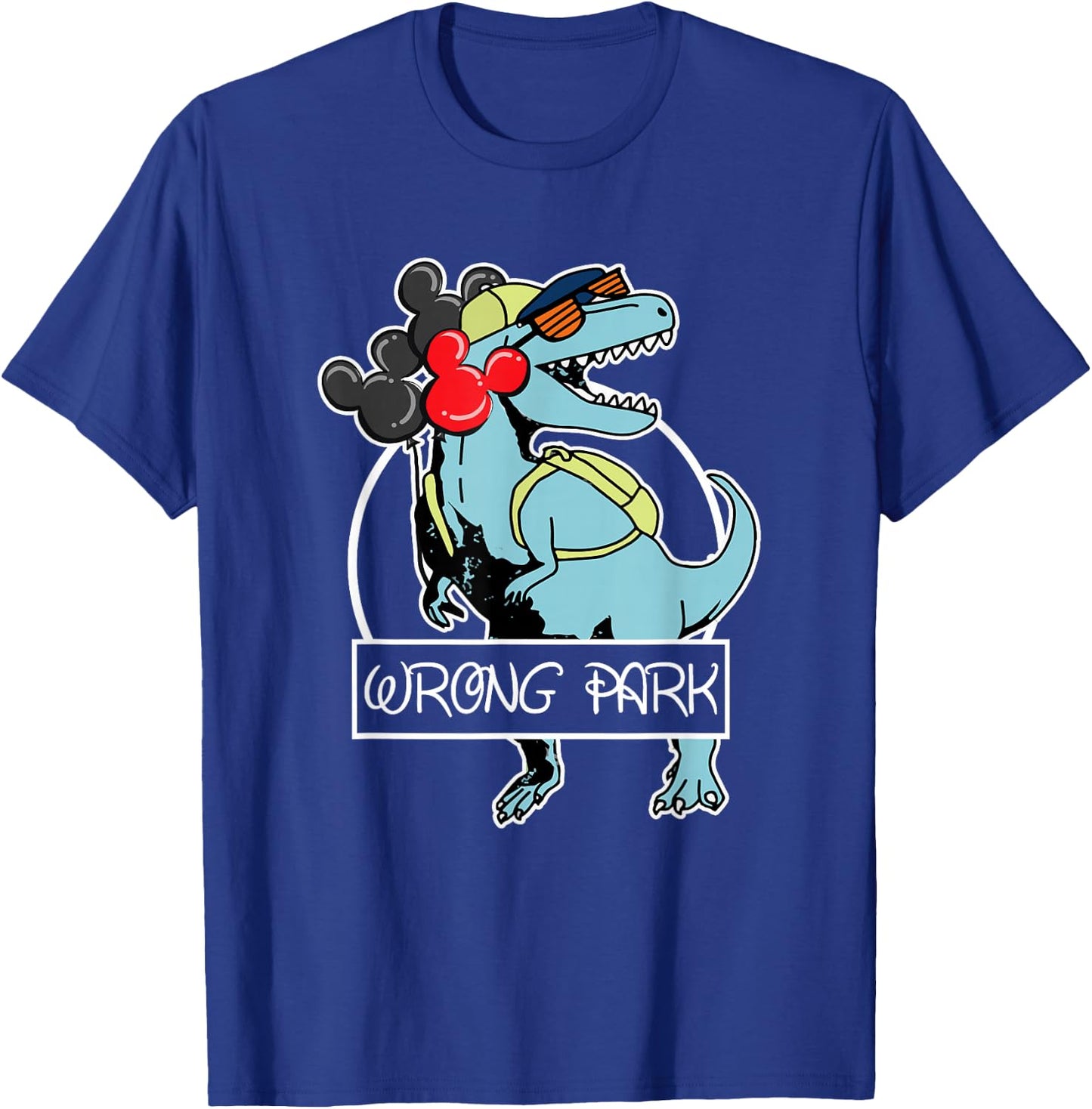 Wrong Park Dinosaur Funny Glasses T-Shirt - T-Shirt | Royal