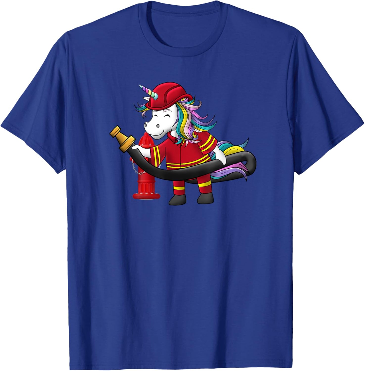 Unicorn Firefighter Fireman Birthday Party Funny Girl Love T-Shirt - T-Shirt | Royal