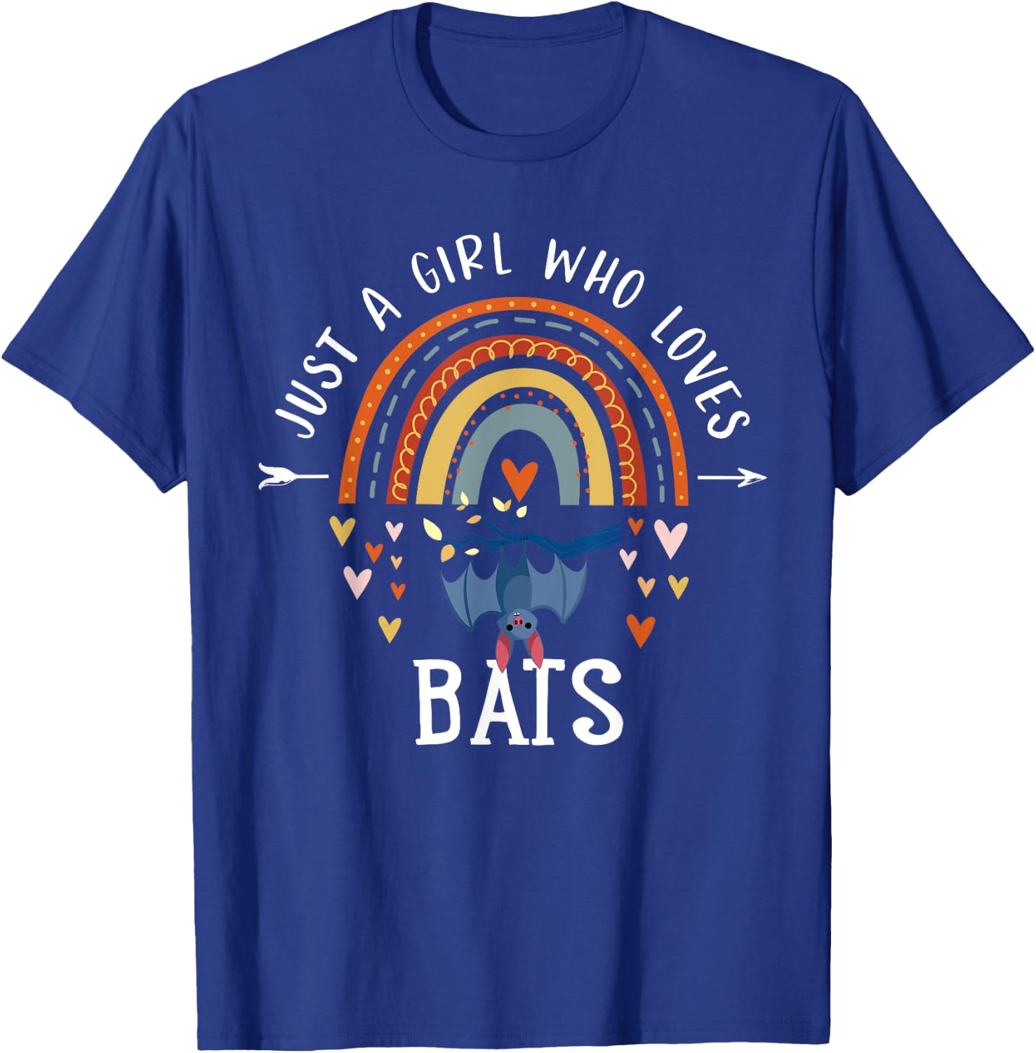 Just A Girl Who Loves Bats Rainbow Gifts For Bat Lover T-Shirt - T-Shirt | Royal