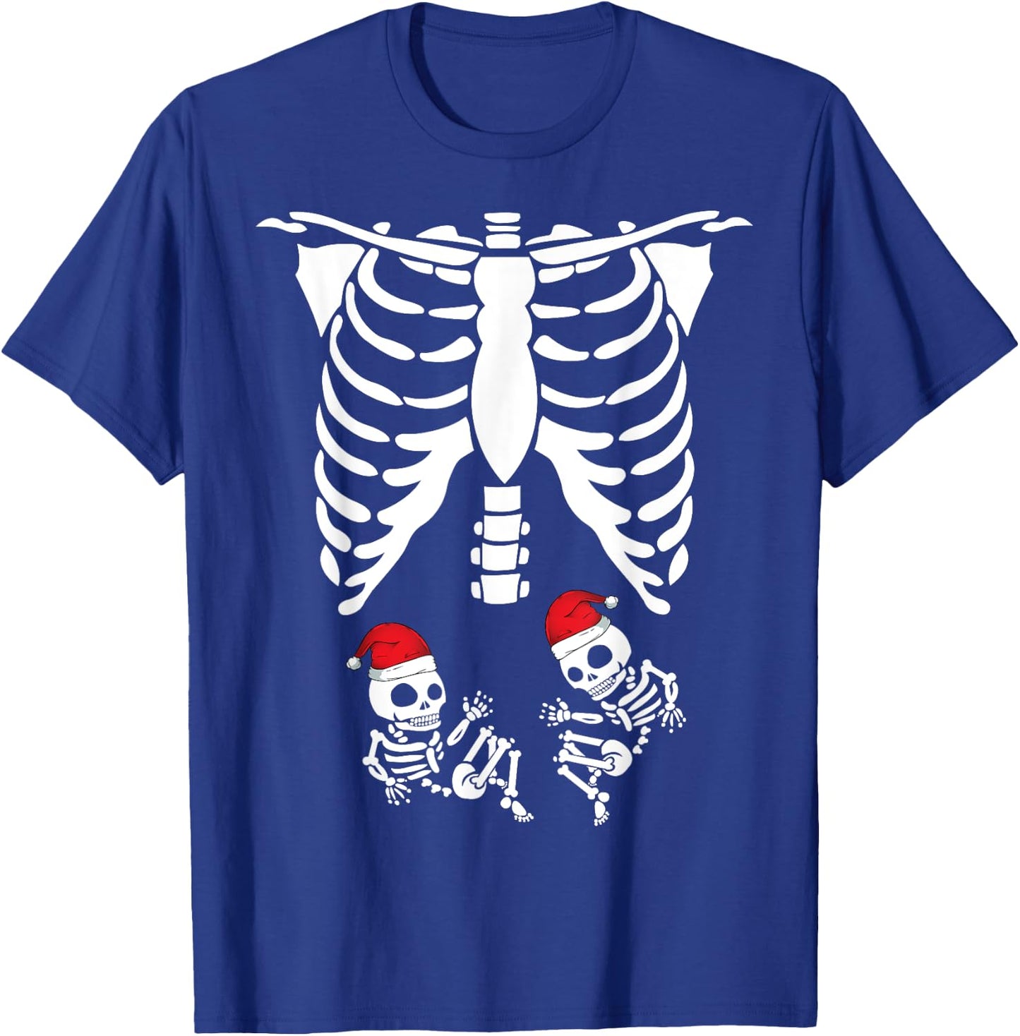 Skeleton Pregnancy Gift Twins Baby Pregnant Christmas X-Ray T-Shirt - T-Shirt | Royal