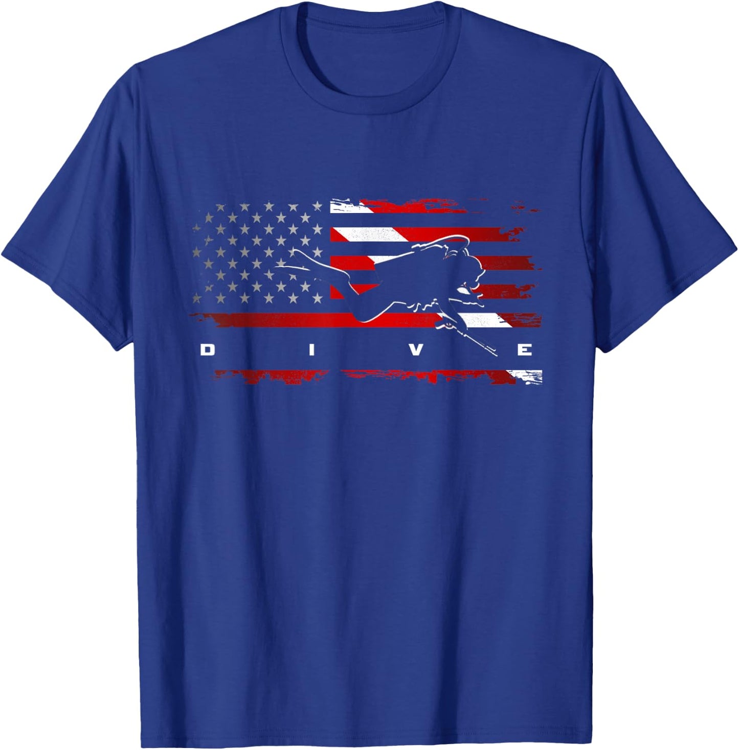 American Flag Scuba Diving Apparel - Scuba Diving T-Shirt - T-Shirt | Royal