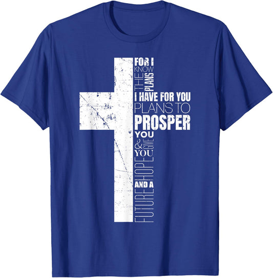 Jeremiah 29:11 Christian Cross Gifts Men Verse Sayings Women T-Shirt - T-Shirt | Royal