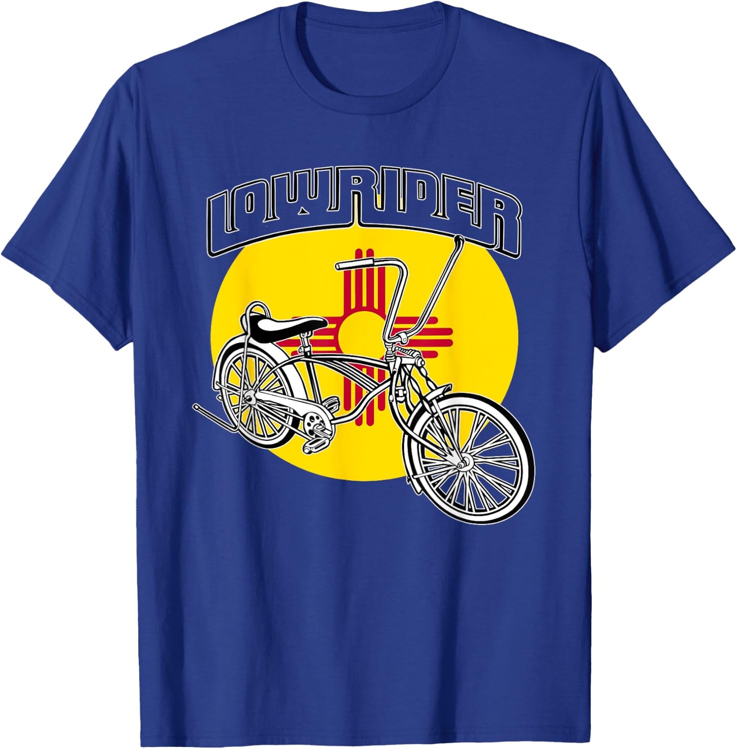 Low Rider Bicycle Chicano New Mexico Flag Lowrider Bike T-Shirt - T-Shirt | Royal