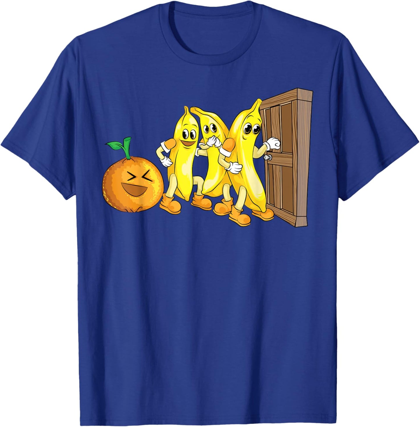 Funny Knock Knock 3 Bananas And Orange Cool Fruit Joke Gift T-Shirt - T-Shirt | Royal