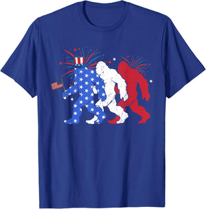 Bigfoot Sasquatch American Flag Patriotic Fourth of July Men T-Shirt - T-Shirt | Royal
