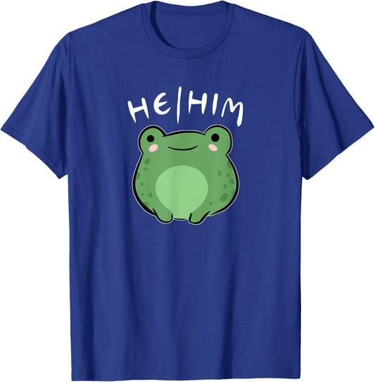 He Him Pronouns Frog Cute LGBT Queer Aesthetic T-Shirt - T-Shirt | Royal