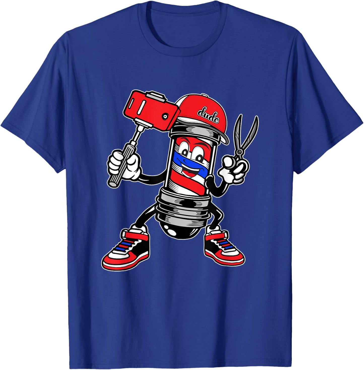 Barbershop Cool Barber Pole Hairdresser Funny Hip Hop Barber T-Shirt - T-Shirt | Royal
