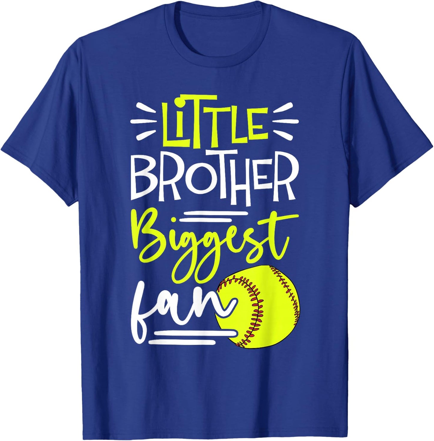 Little Brother Biggest Fan Softball, Softball Boys T-Shirt - T-Shirt | Royal