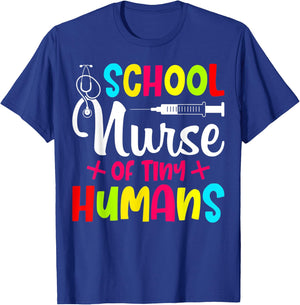 School Nurse Of Tiny Humans Nurse Back To School T-Shirt - T-Shirt | Royal