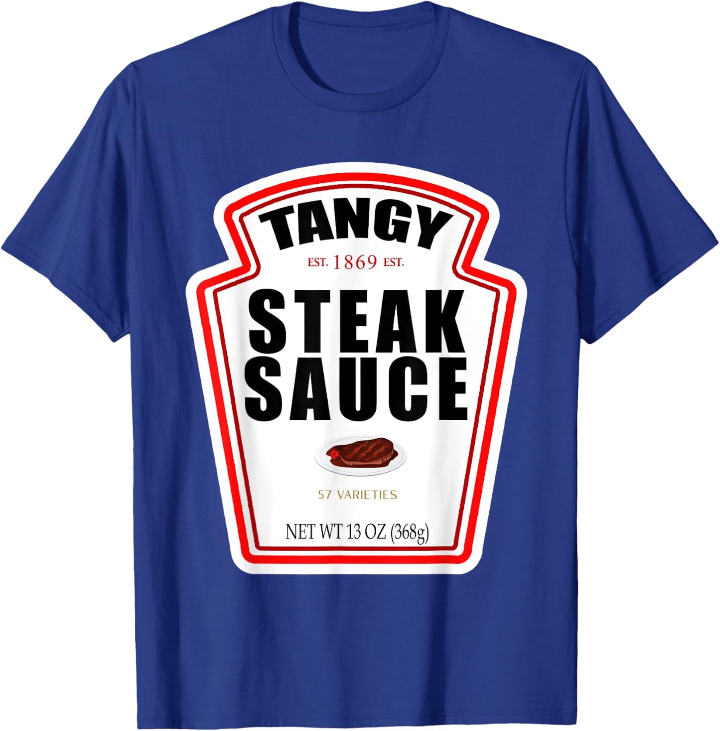 Steak Sauce Bottle Label Funny Halloween Costume Outfit T-Shirt - T-Shirt | Royal